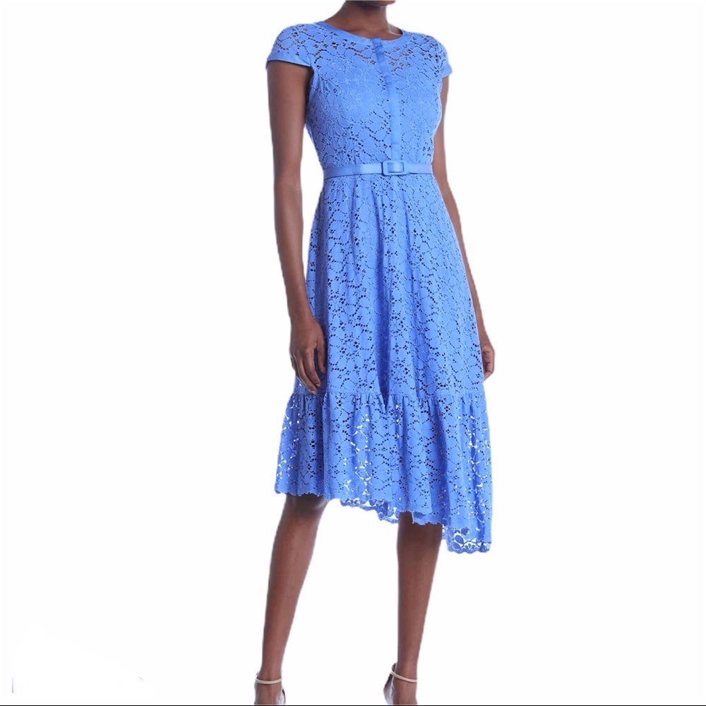 Nanette Lepore Cap Sleeve Lace Asymmetrical Dress